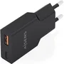 Aisens Cargador GaN Ultra Delgado 30W con USB-C y USB-A, Negro